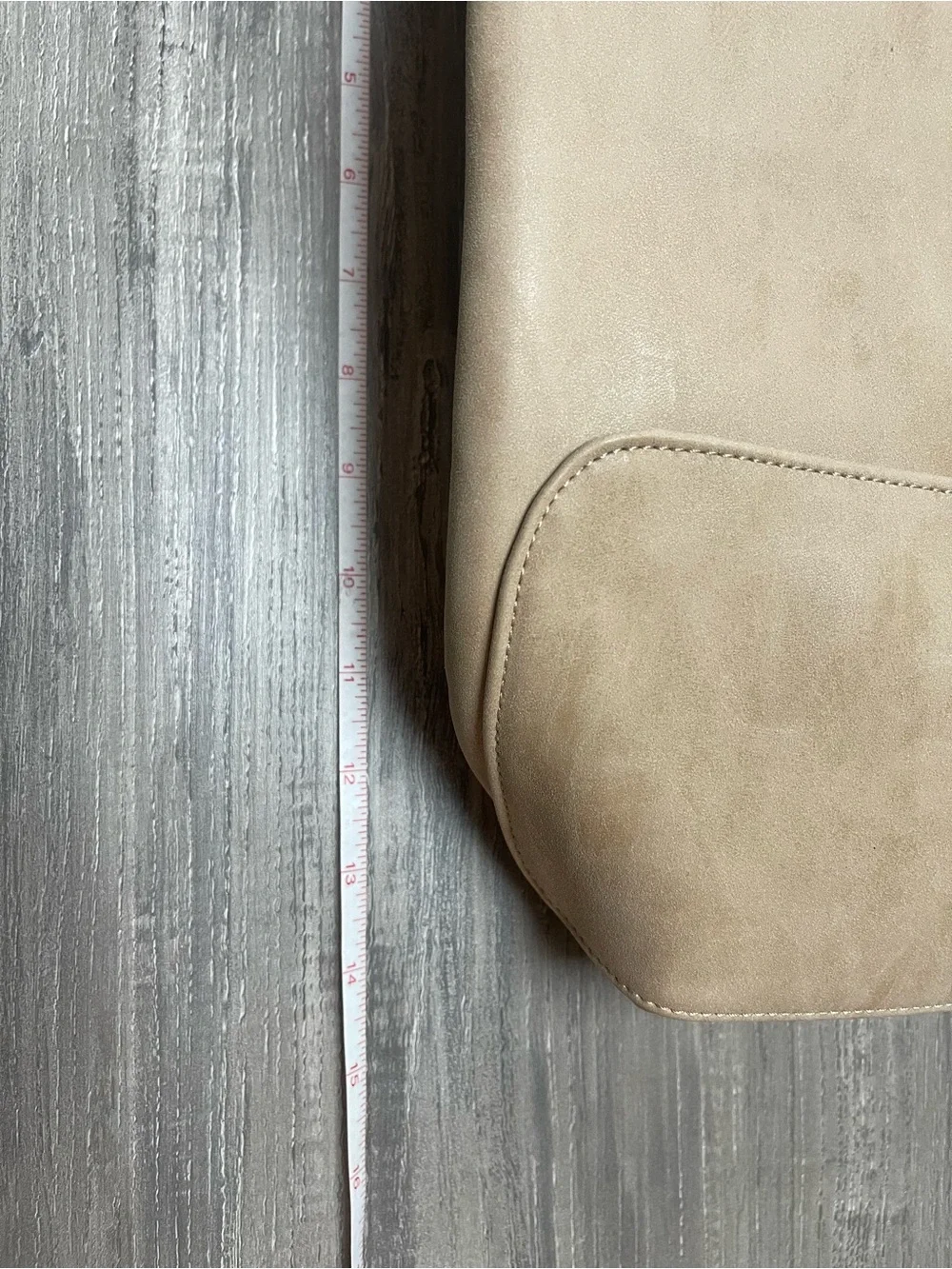 Taupe Drawstring Backpack Tote with Stripe Flap